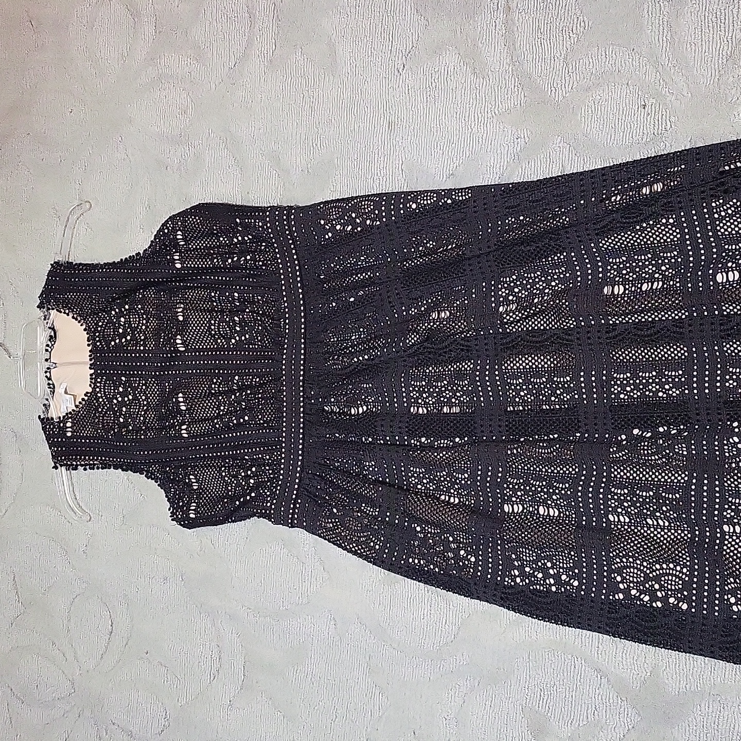 London Times Maxi Knit Dress With Lace Stitch In Black